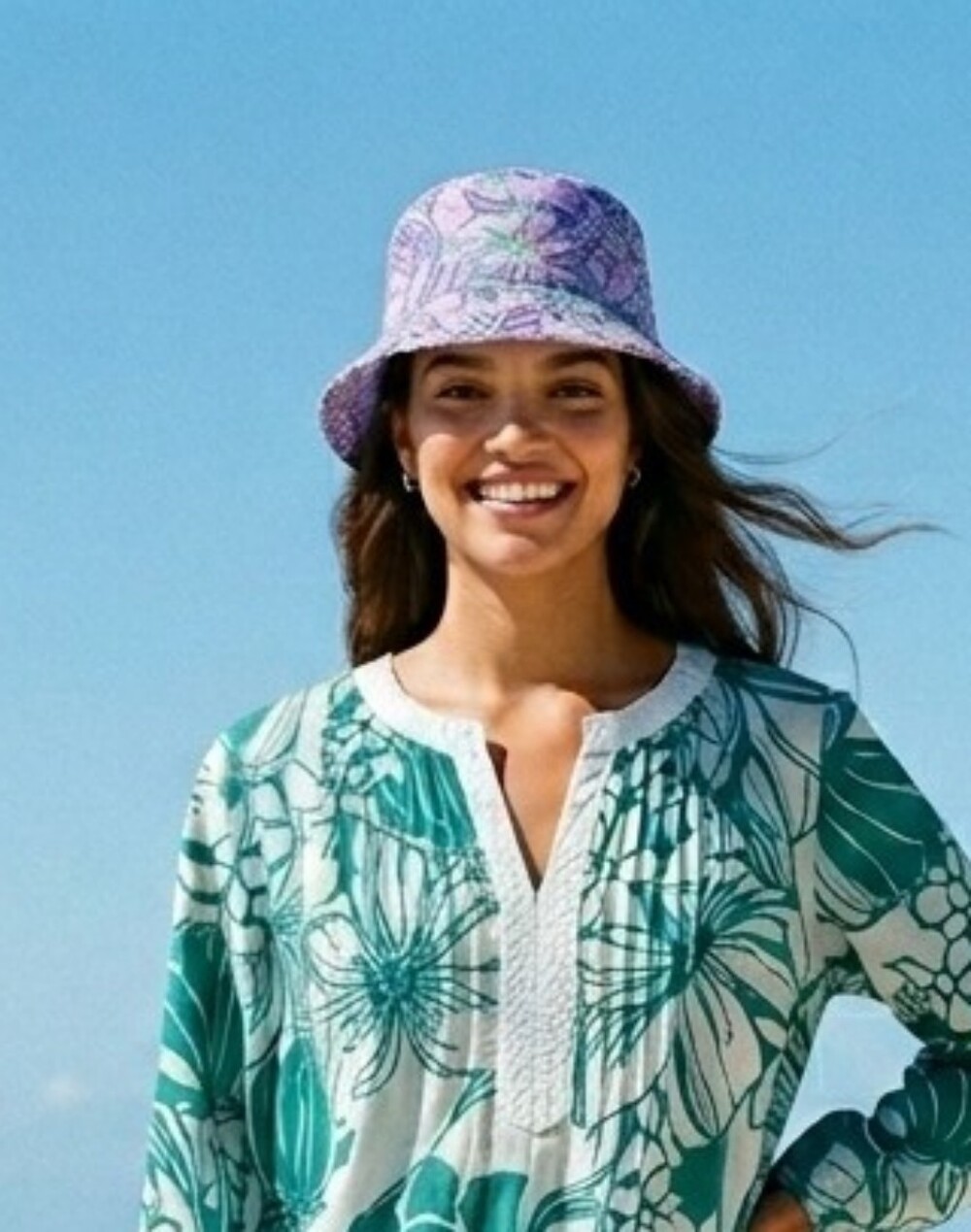Lilly Pultizer Lilac Freesia Mermaid For You bucket hat.